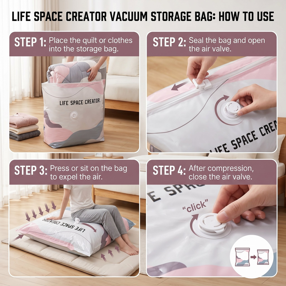 π¦ Large-Capacity Vacuum Bags β No Pump Needed! π¨β¨
